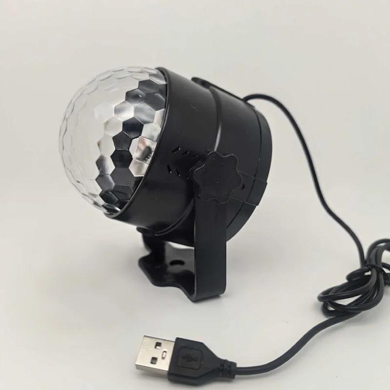 Mini LED Colorful Rotating Magic Crystal Ball Light with Sound Control for Home, KTV, Bar, and Strobe Effects