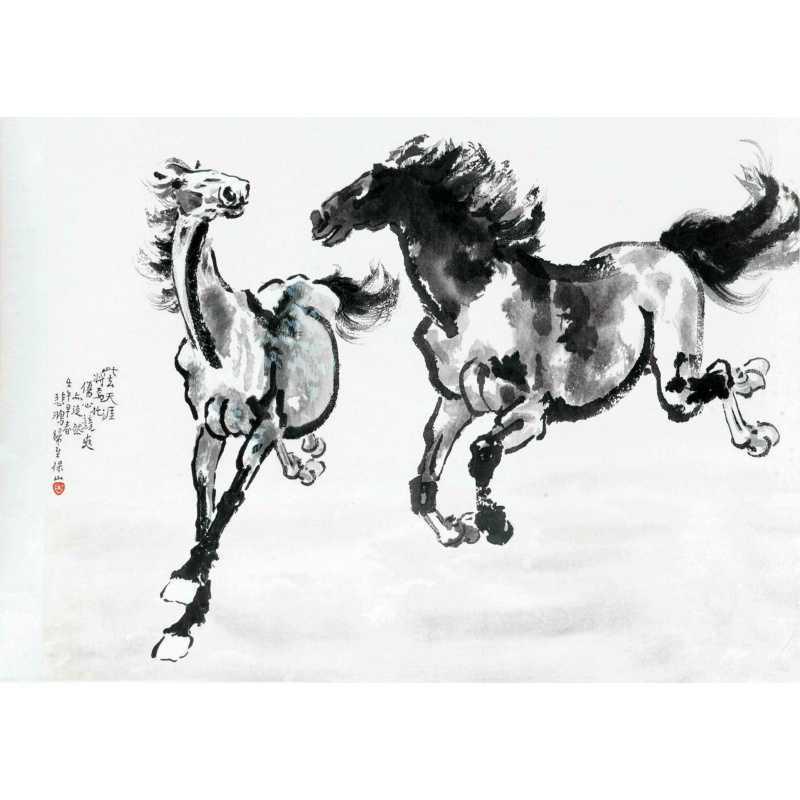 Free Shipping Ink Wash Galloping Horse Poster - Home Decoration Wall Hanging Mural for Dorm, Tea House, Study, or Living Room.
