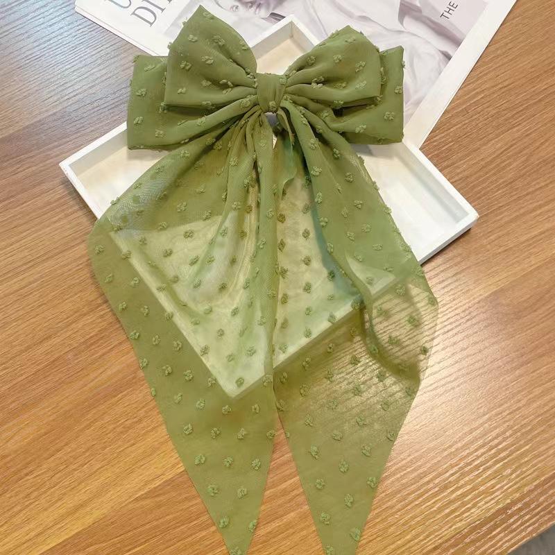 

Модная заколка для волос с шифоновым бантом, элегантная женская однотонная пружинная заколка для волос, шпилька с бантиком в стиле ретро, ​​простая повязка на голову, аксессуары для волос для девочек зелёный