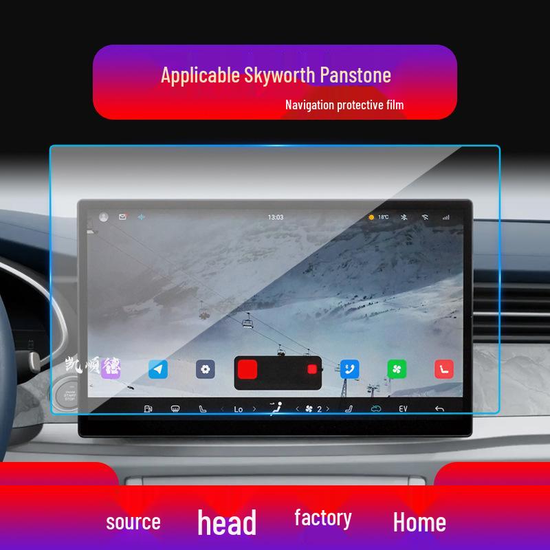 Skyworth EV6 Navigation Tempered Film: Fits 26 Models, Protects HTi Center Console Display.