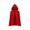Women's Red Hooded Cape Halloween Cloak Lace Trim Short Stage Costume Coat