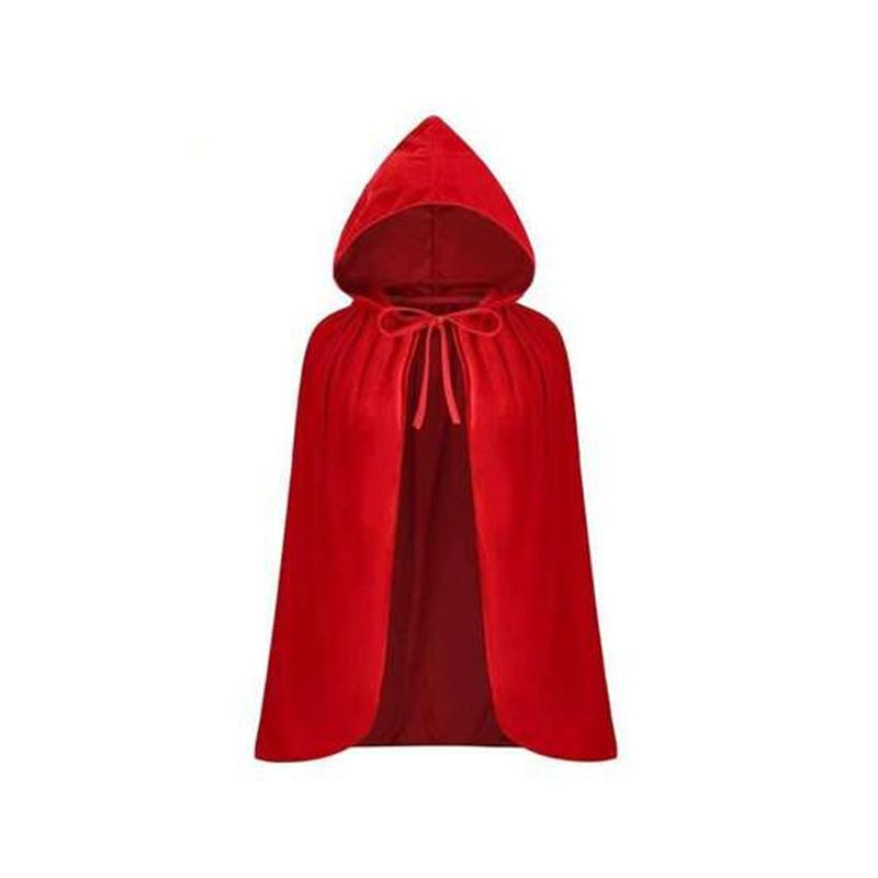 Women's Red Hooded Cape Halloween Cloak Lace Trim Short Stage Costume Coat