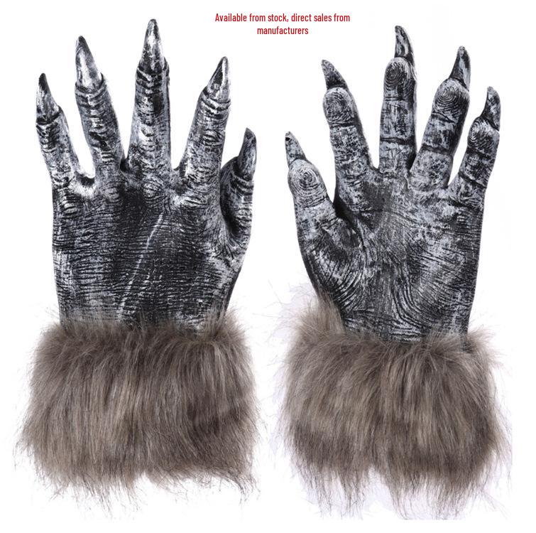 

Halloween Scary Werewolf Long Fur Gloves - Vinyl Beast Design