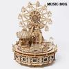 3D Wooden Puzzle Dream Amusement Park Led Rotatable Ferris Wheel Music Octave Box DIY Assembly Model Kit Toy Gift for Kids Adult