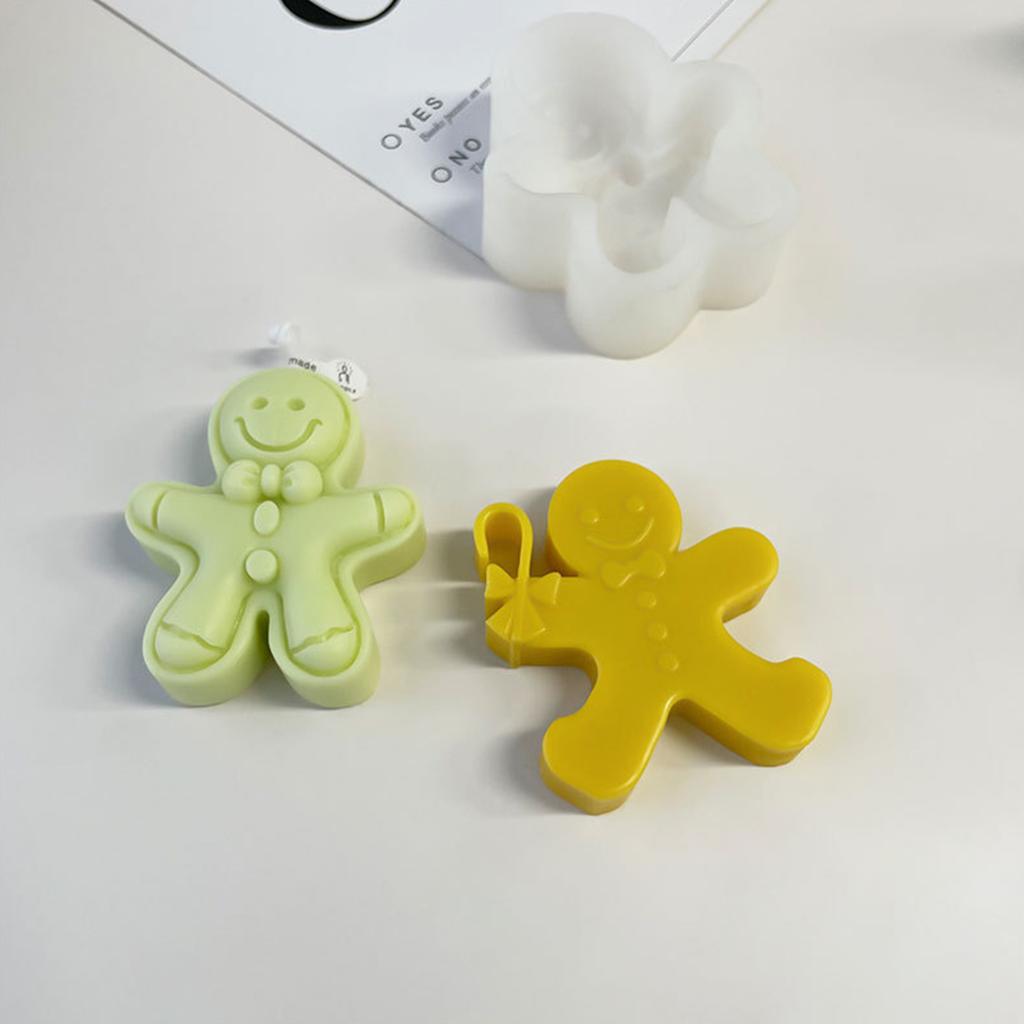 Reusable 3D Silicone Mold DIY Gingerbread Man Shaped Candle Molds Handmade Mould for Chocolates Christmas Soap Moulds
