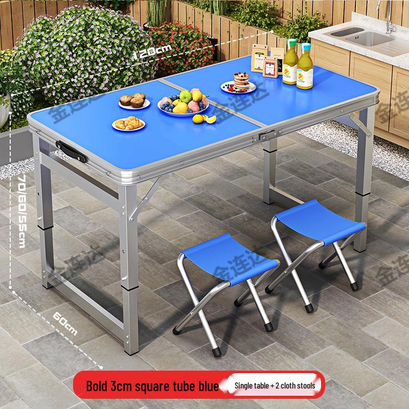 Portable Aluminum Folding Table for Outdoor Dining and Market Stalls - Adjustable and Compact