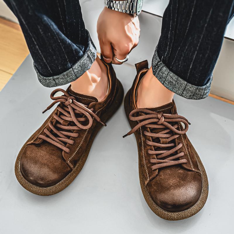 Fashion High Quality Men's Genuine Leather Shoes Classic Comfortable Flat Sneakers Male Walking Vulcanize Shoes New Skateboard Footwear