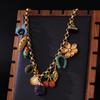 Vintage Emaille Natuursteen Hanger Ketting Klassiek Retro Paleis Stijl Kristal Trui Ketting voor Vrouwen Sieraden