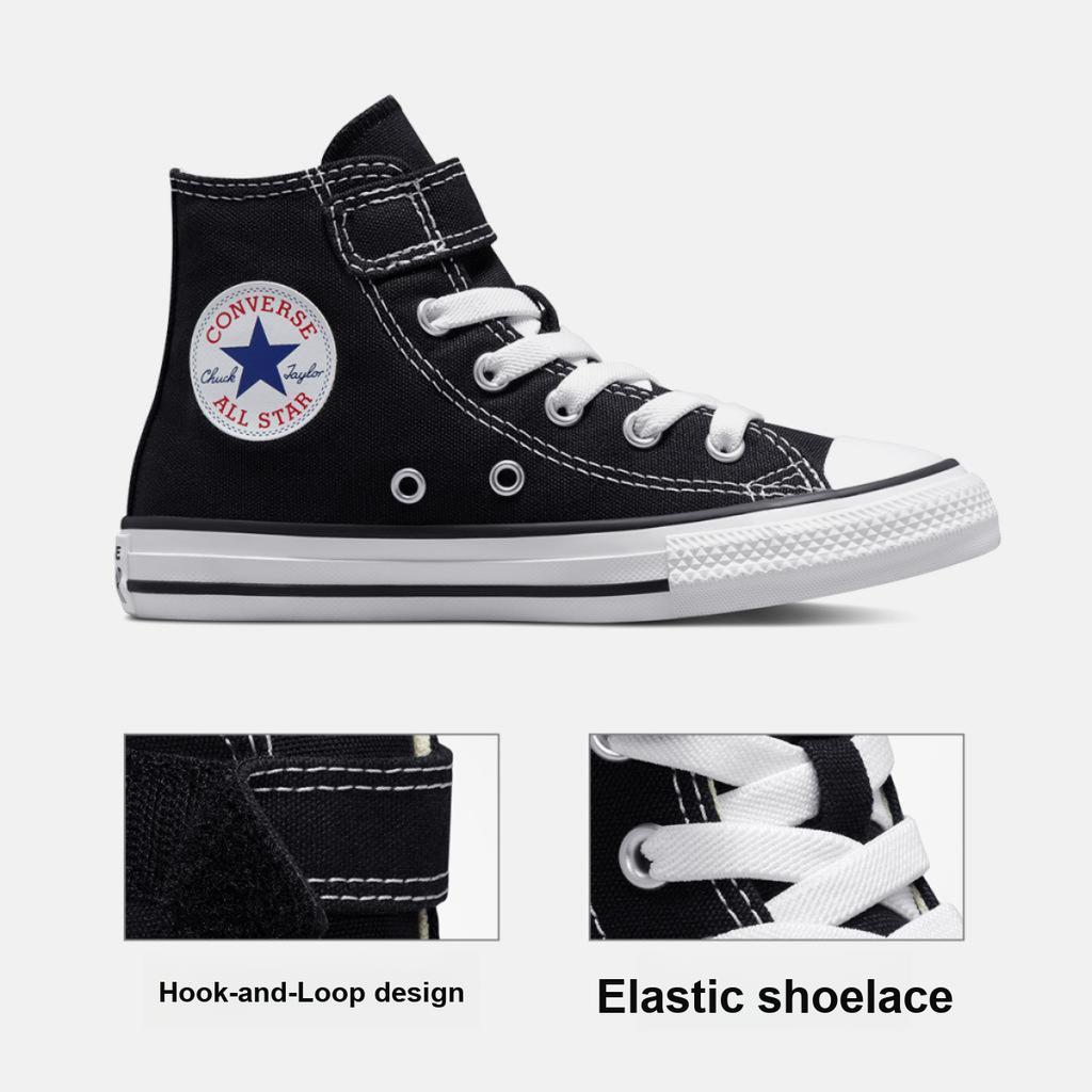 Converse Chuck Taylor All Star 1V Comfortable Versatile High Top Kids Canvas Shoes Kids Sneakers Black White 372883C