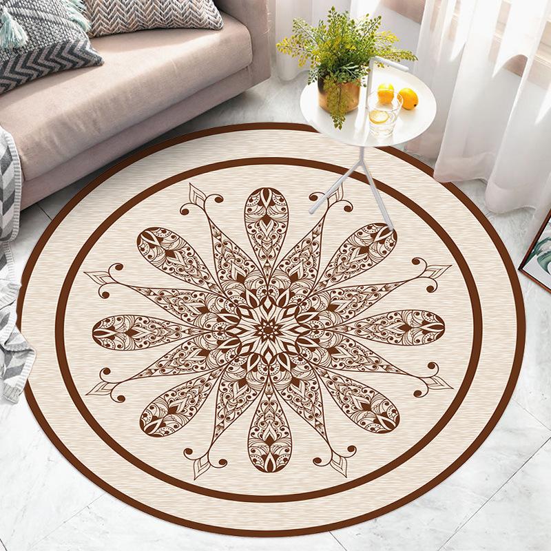 Cartoon Circular Carpet Bedroom Computer Swivel Chair Mat Children's Room Study Desk Floor Mat Silent