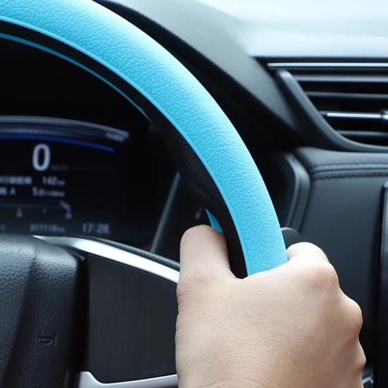 Universal Car Steering Wheel Cover Anti-Slip Leather Texture Soft Silicone Car Steering