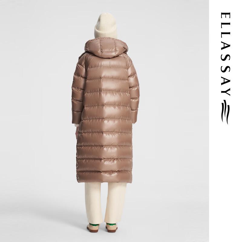 ELLASSAY Women's Shiny Long Hooded Goose Down Parka