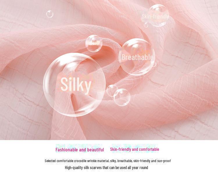 Eșarfă de mătase imitație model crocodil: Șal de plajă și prosop de protecție solară în stil coreean pentru femei