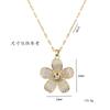 Luxury Female Crystal White Zircon Stone Flower Pendant Necklace Vintage Gold Color Wedding  For Women