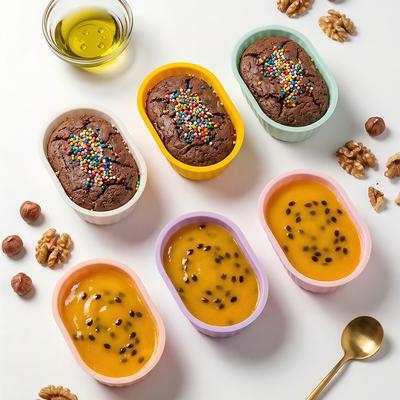 6Pcs Silicone Cake Mold Oval Shaped Muffin Cupcake Baking Molds Kitchen Cooking Bakeware Maker DIY Cake Decorating Tools