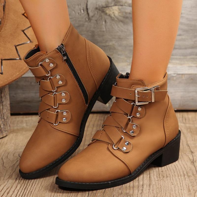 Belt Buckle Thick Heel Short Boots Autumn New Women's Boots Comfortable Martin Boots Fashion Boots