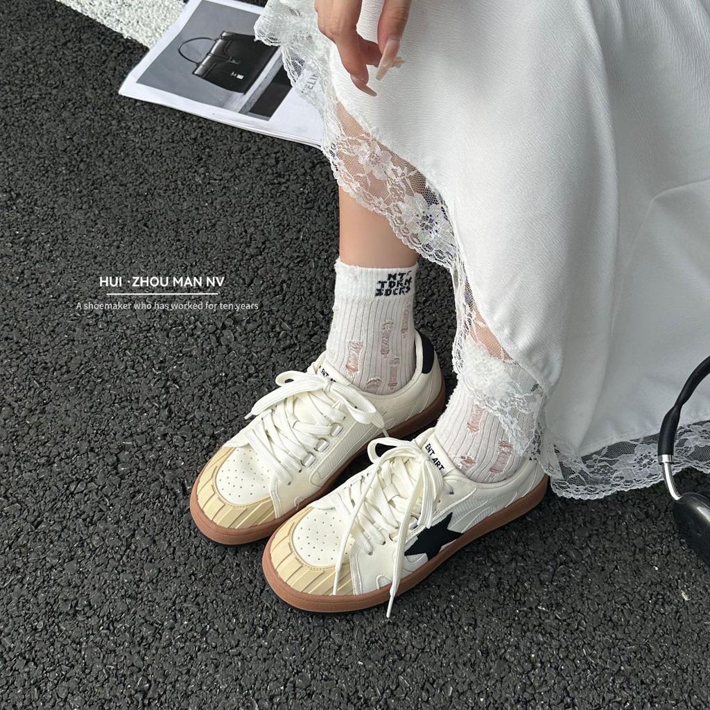 Spot~ 2025 New Little White Shoes Female Stars Retro Old Little Dirty Shoes Color Matching Casual Shoes German Training Shoes Tide