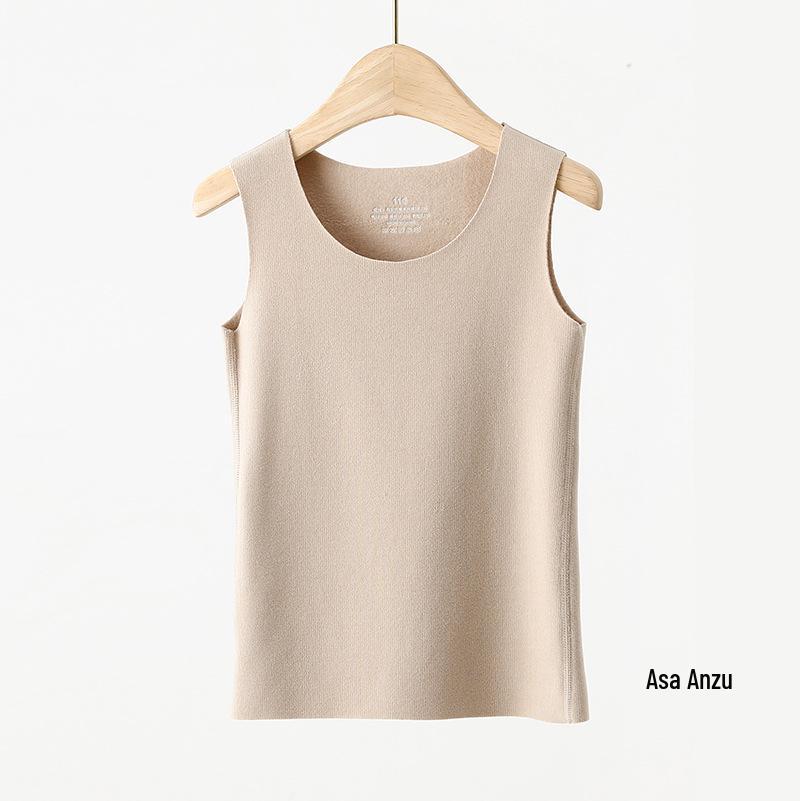 New Children's Fleece-Lined Vest: A-Class Warmth, Round Neck, Brushed Inner Layer for Autumn/Winter.