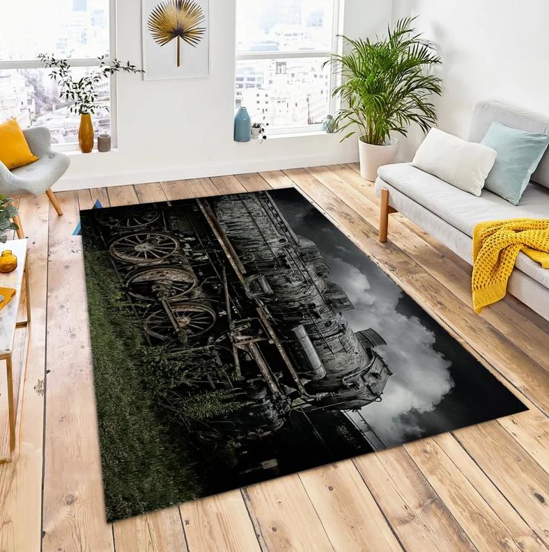 

3D Field Train Floor Non Slip Rug Carpet Room Rug Kitchen Bath Floor Rug Modern Union Pacific Carpet Gift Rug Home Decoration 40X60cm
