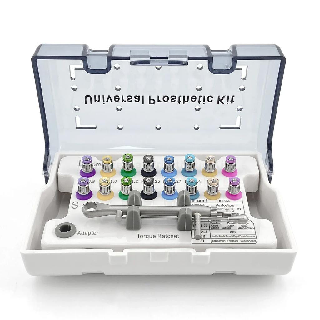Dental Implant Screw Driver Colorful Torque Wrench Ratchet 10-70NCM with 16Pcs Screw Driver Universal Restoration Tools Kit