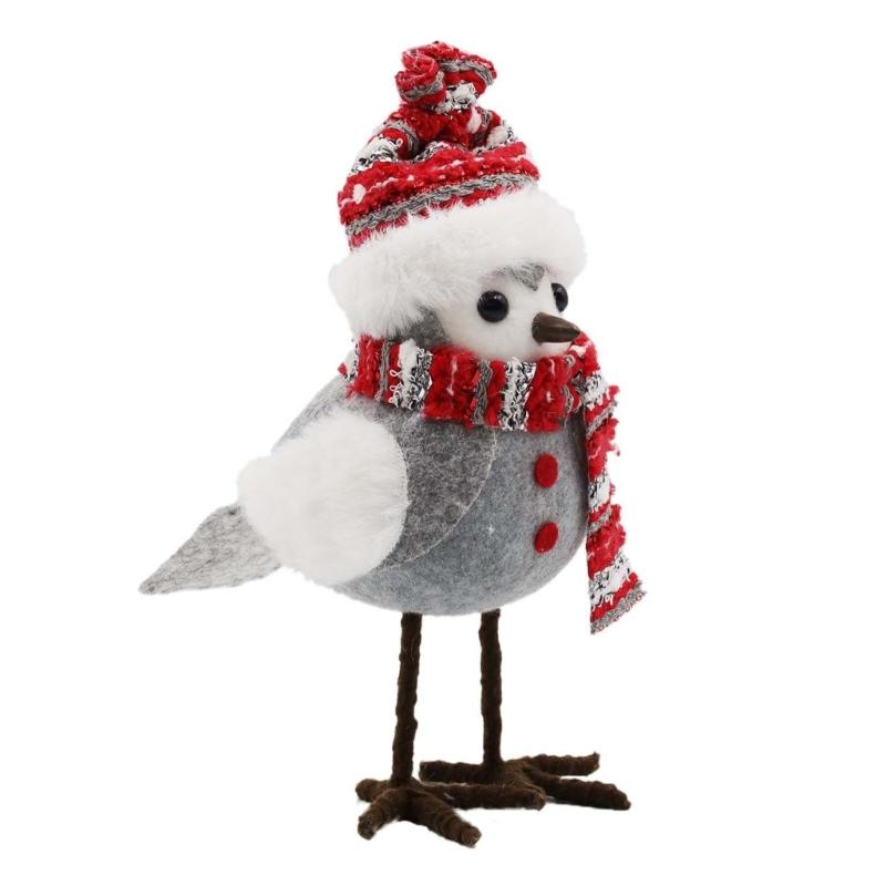 Christmas Plush Bird Decorations With Hat Scarf Bird Statues Bird Figurine Festival Home Decoration Festival Ambiences