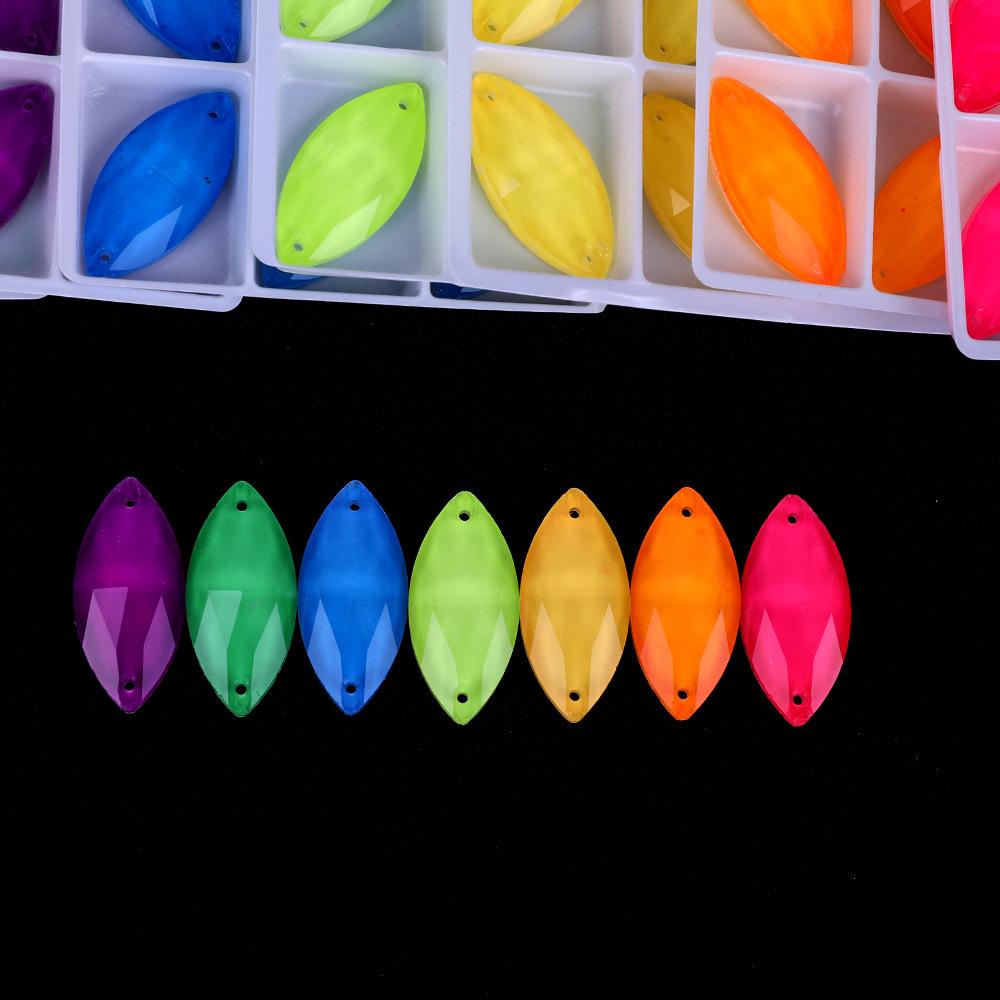 Neon Fluorescent Horse Eye Hand Sewn Drill, Glass Rhinestone Flat Buckle Diy Accessories Clothing Wedding Materials Accessories