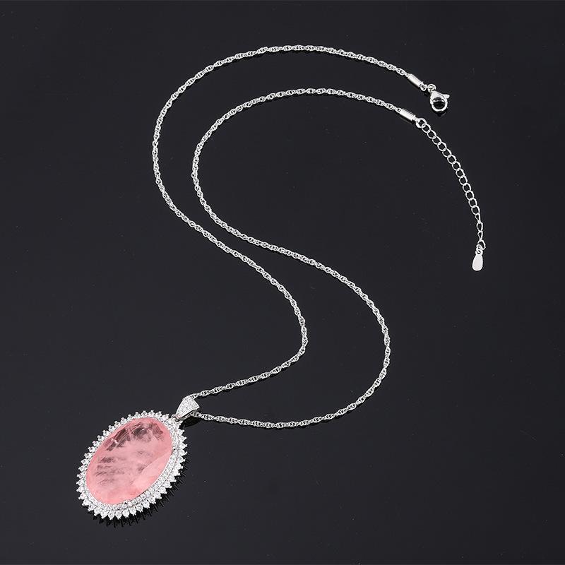 Jewelry Wind Simulation Color Treasure Pendant Big Dan Sweater Chain Necklace Main Stone 20 * 30
