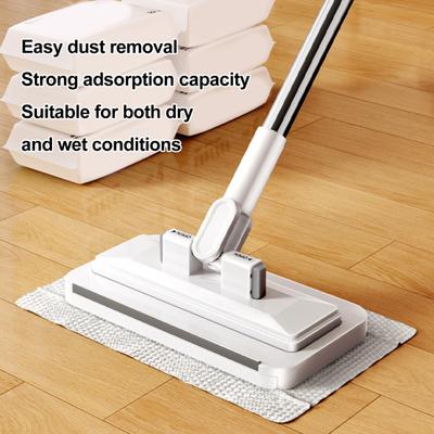 Lazy Mop Stainless Steel Ergonomic Handle Floor Scrubber Mop with 2 Absorbent Velvet Clothes Floor Cleaner