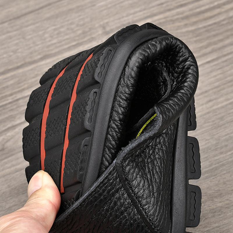 Top Layer Cowhide Single Shoes Men's Casual Leather Shoes Soft Sole Breathable Bean Shoes British Driving Shoes Men's Low Top