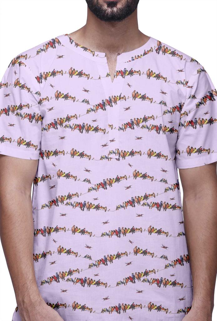 Atasi Tailored Fit Short Kurta Cotton Cambric Printed Keyhole Neck Casual