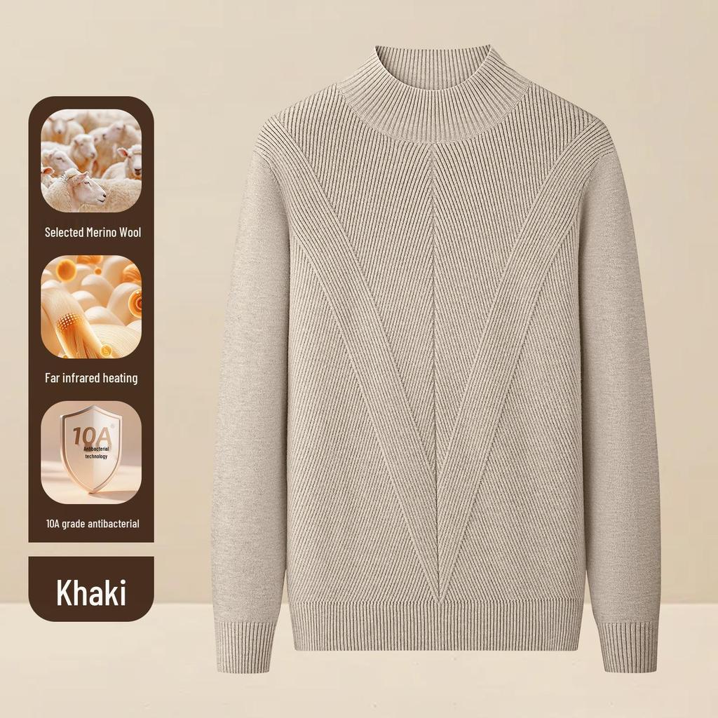 Men's Wool Modal Knitwear: Half-High Neck Textured Base Layer for Autumn/Winter 2026