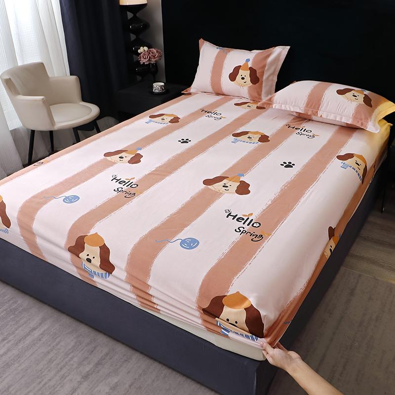 Queen Size Bedsheet 100% Cotton Fitted Sheet Brushed Bed Cover Soft Mattress Protector Sabanas Para Cama (Pillowcase Need Order)
