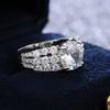 Huitan Luxury Big Round Crystal Zircon Women Wedding Ring  Color Elegant Lady Engagement  Fashion Jewelry High Quality
