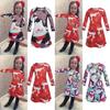 Christmas Kids Dress Girl Santa Claus Elk Long Sleeve Party Birthday Gift