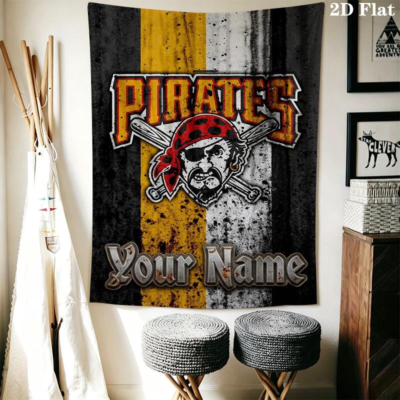 Name Custom Pittsburgh Pirates Wall Tapestry Aesthetic Wall Hanging Printed Fabric Blanket Decorative Tapestries for Bedroom Living Room Home Decor