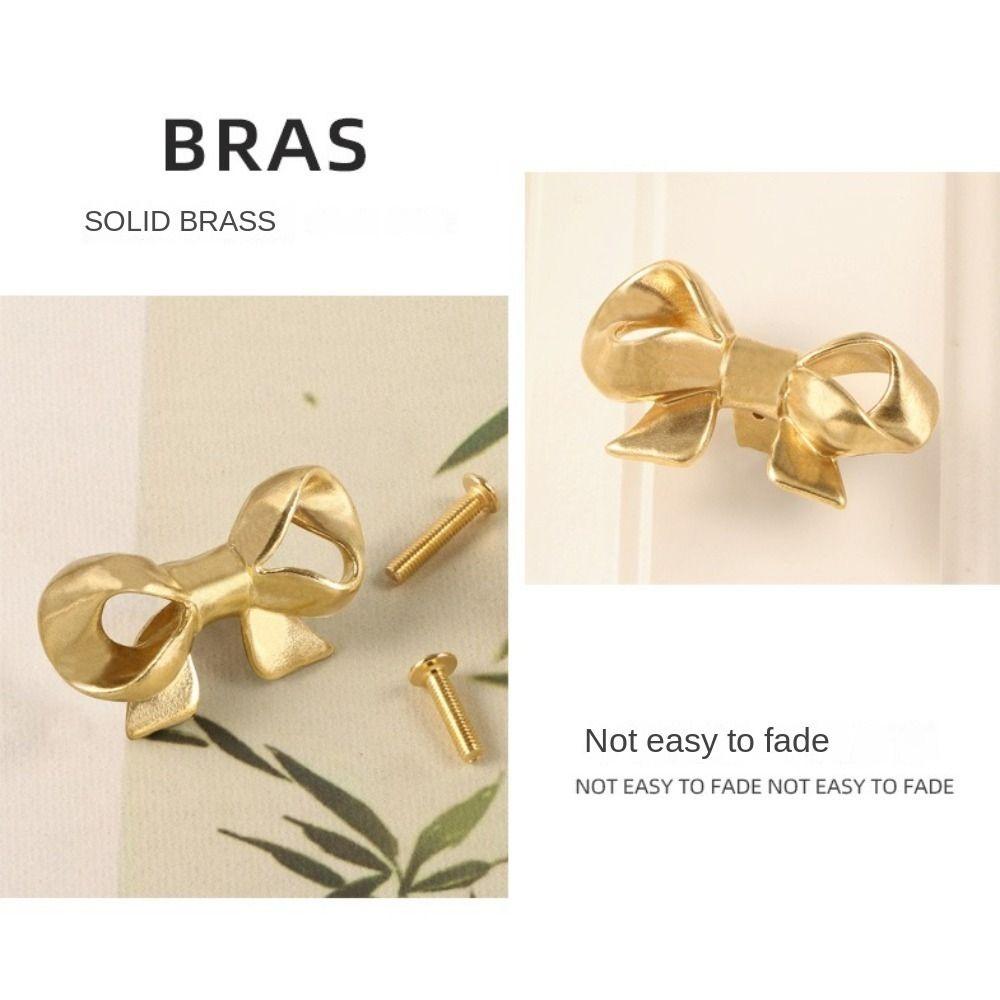 Retro Bow Tie Brass Handle Gold Color Wardrobe Drawer Pulls Creative Cabinet Door Knobs  Cupboard