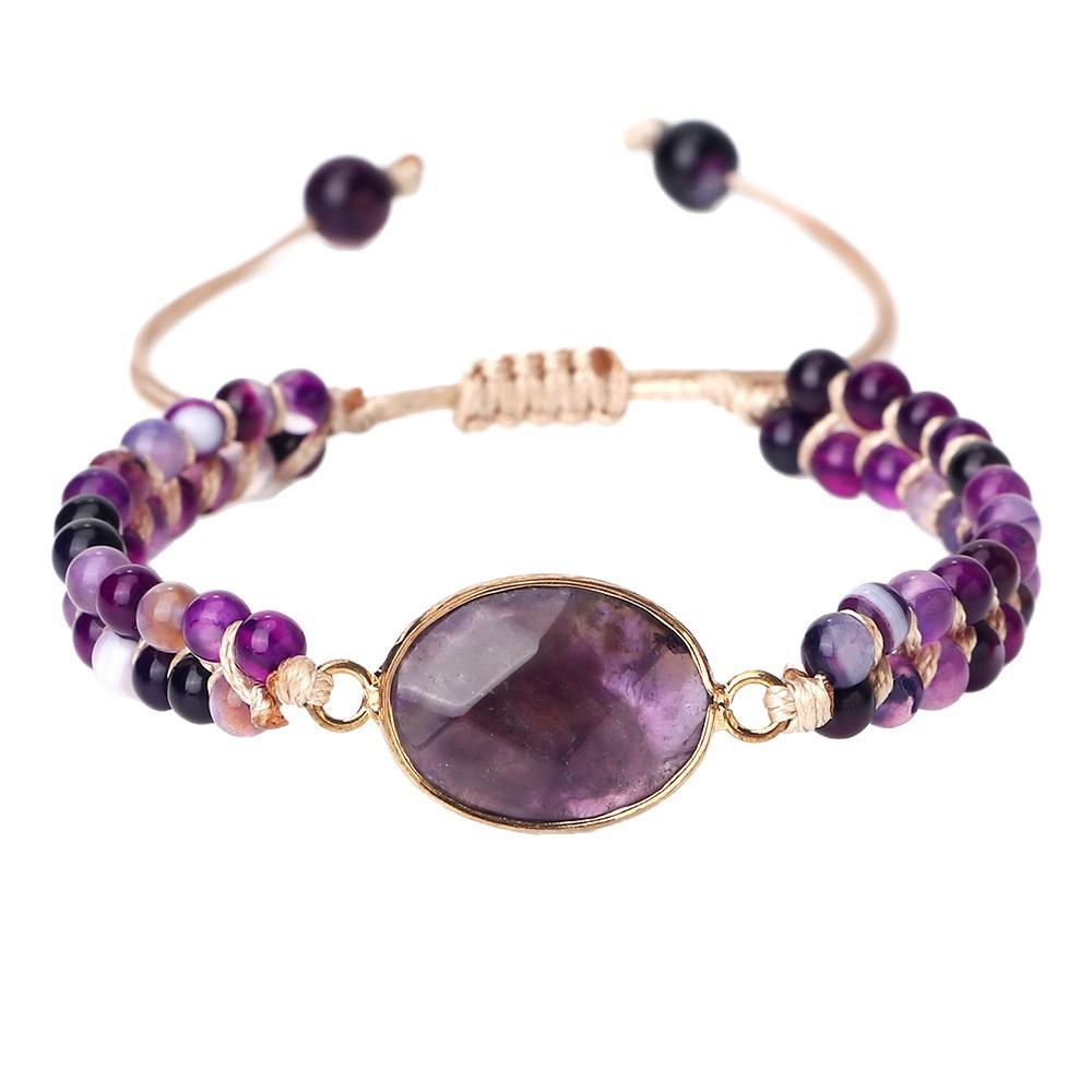 Double-layer woven bracelet, natural stone bracelet, agate and turquoise woven tiger's eye bracelet