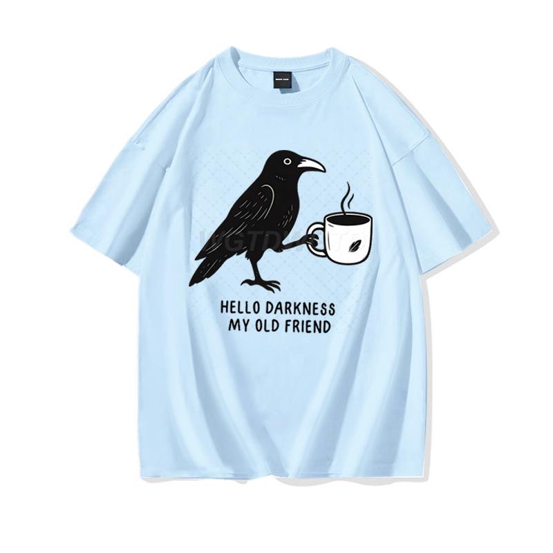 Raven Crow Coffee Shirt for Women Unisex Funny Gift for Coffee Lover Cotton Tshirt Womens Unisexs Oversized Comfort Colors Tee Top