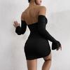 2024 Bell Sleeve Women's Lace-Up Bandeau Mini Dress