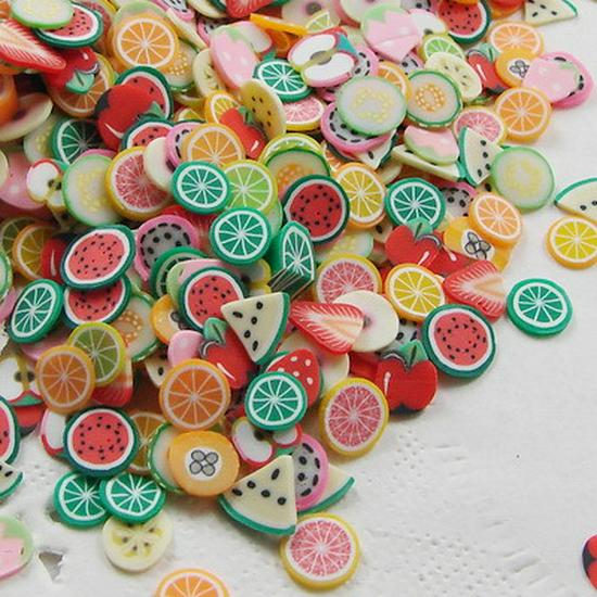 5mm Polymer Clay Slices for Nail Art, DIY Crafts: Fruit, Animal, Flower, Smiley Face, Heart Shapes