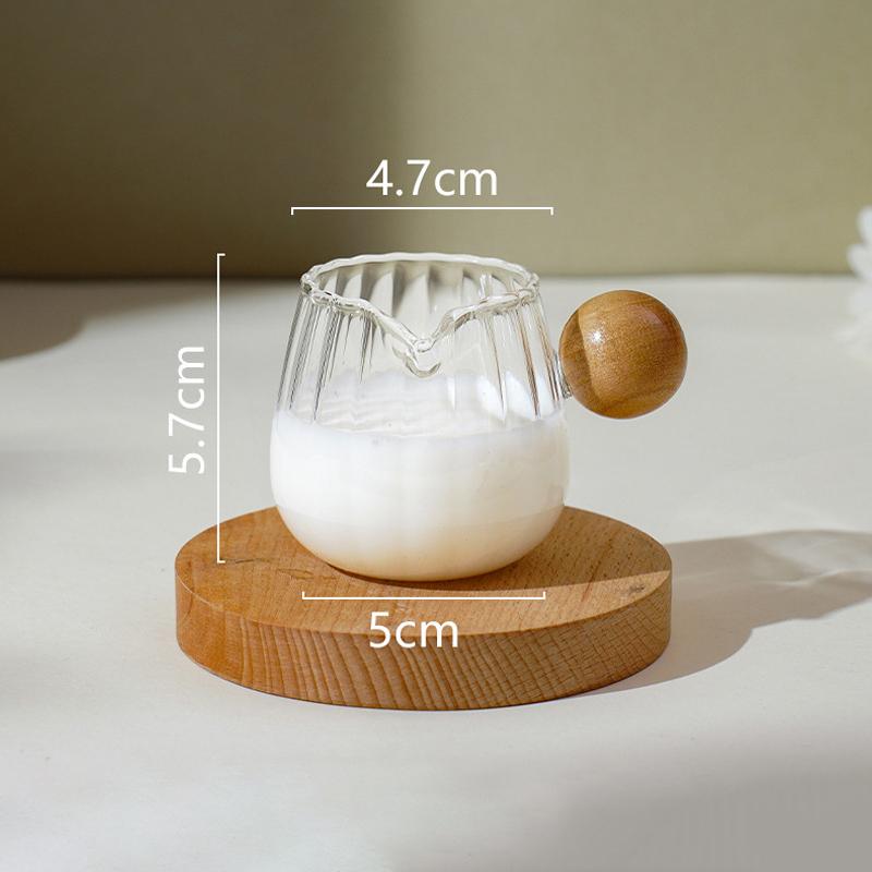 50/100/150 ml Szklanka do odmierzania espresso z drewnianym uchwytem DIY Dzbanek do mleka Akcesoria do kawy Przezroczysty kubek do odmierzania kuchennego