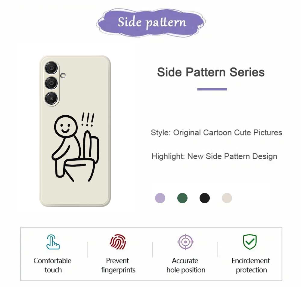 For Samsung Galaxy A16 5G/4G Case Stickman Toilet Pattern Printing Straight Edge TPU Phone Back Cover