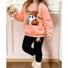 Girls' Halloween Ghost Casual Comfortable Soft Loose Pullover Sweatshirt and Leggings 2-Piece Set, New Autumn/Winter, Playful, Sweet and Cool Style
