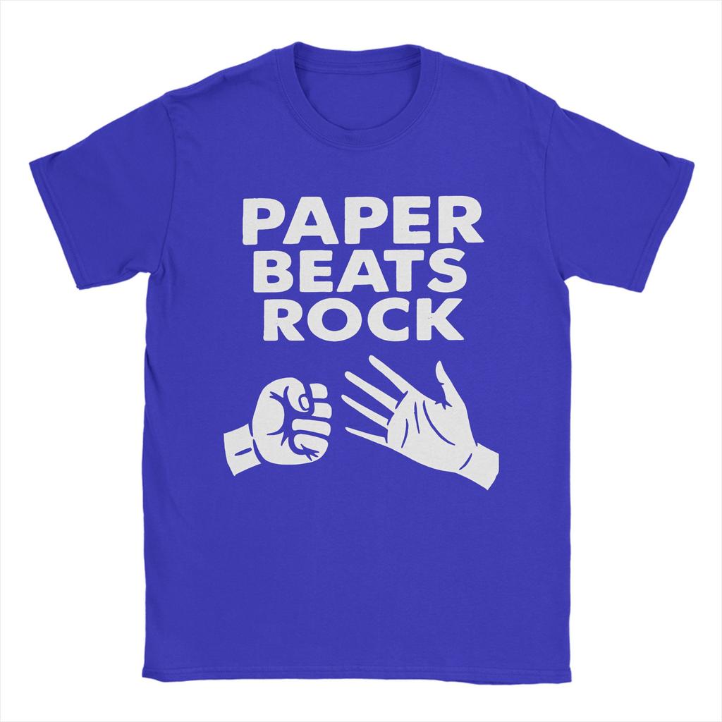 Paper Beats Rock TShirts for Men Crew Neck Pure Cotton T Shirt Rock Paper Scissors Short Sleeve Tee Shirt Big Size Clothing
