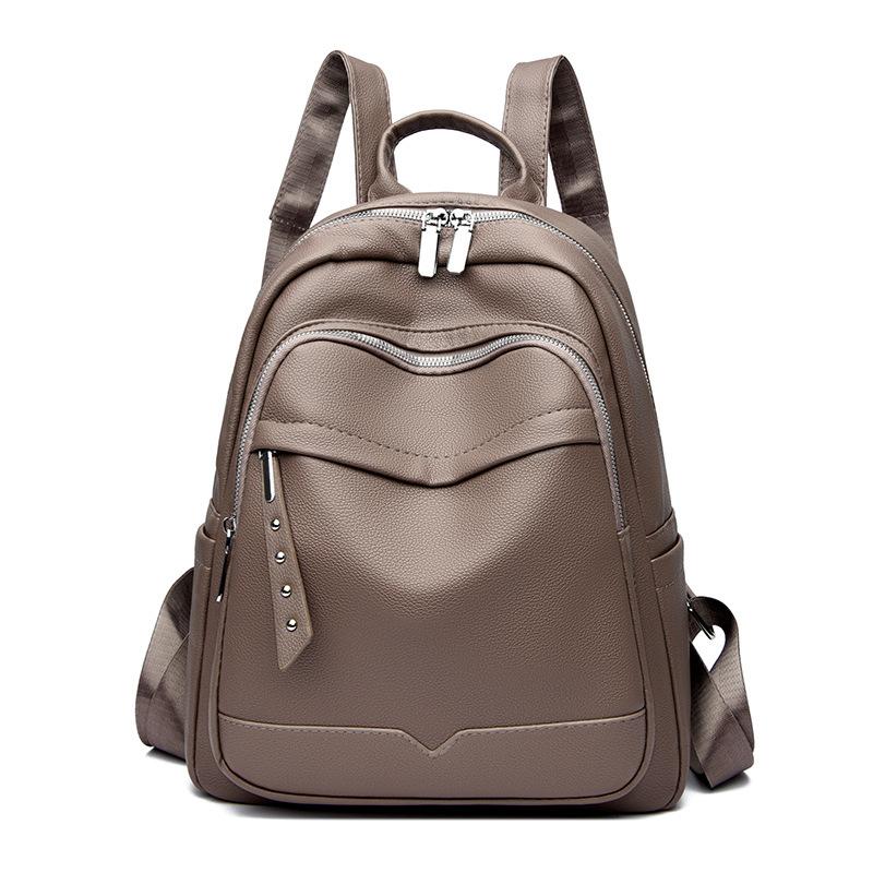 European and American Fashion Women's Bag New Trend PU Leather Women's Backpack Zipper Backpack Autumn and Winter Women's Bag