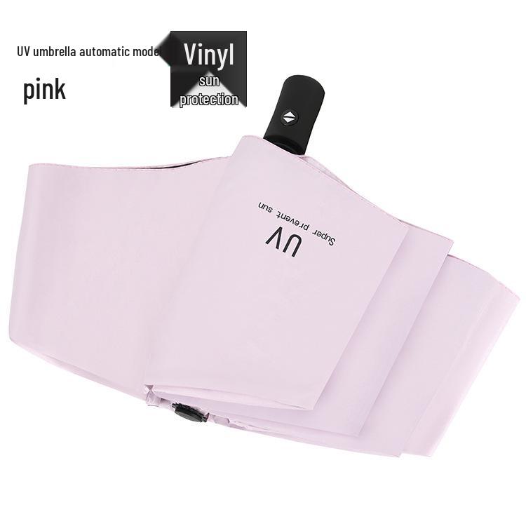 UV Protection Folding Umbrella with Black Glue Sunshade for Students - Dual-Use for Rain and Shine