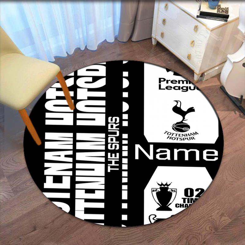 Custom Name Tottenham Hotspur Printed Round Rug Carpet Chair Rug Area Rug Entryway Doormats,for Office Chair Living Room Bedroom Kitchen Room.