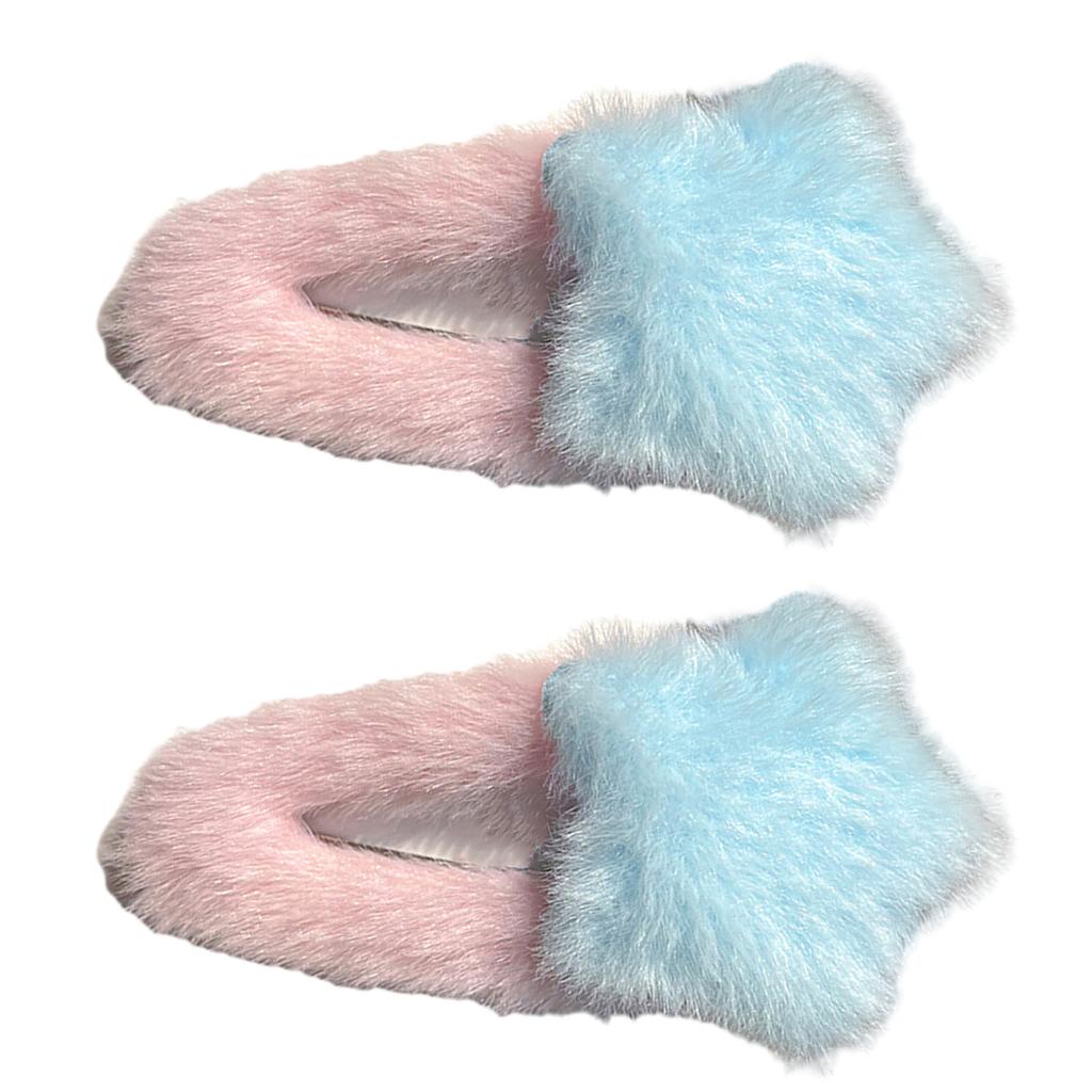 1pair Plush Star Shape Hair Clip Carnival Photography Hairpin for Woman Girls Dopamine Look Bangs Taking Photo Anti Slip