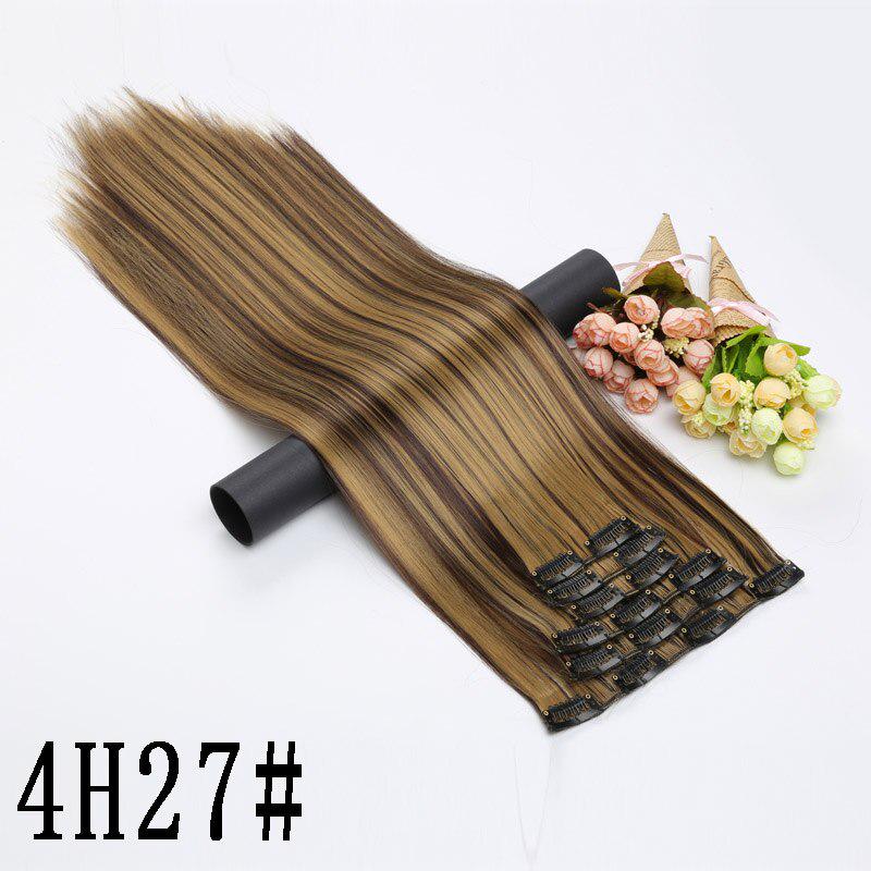 

Синтетичне пряме волосся довжиною 55 см, 16 затискачів, 6 шт./комплект. Затискач на повну голову в хвості для нарощеного волосся 4H27#