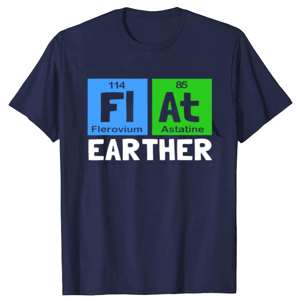 Flat Earther Periodic Table Chemistry Pun Graphic Tee Unisexs Casual Cotton TShirt S